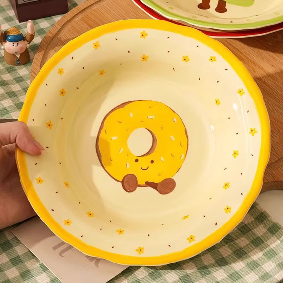 Adorable Ceramic 8inch Dessert Plate – Underglaze Cake & Snack Dish set of 4 - Picture 5 of 5